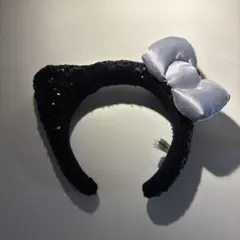 猫耳カチューシャ スパンコール シルバーリボン