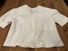 レース付きホワイト半袖ブラウス［韓国購入品］