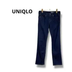 【ユニクロ】デニム　ストレート　ジーンズ　ストレッチ　濃紺　24