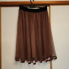 &LOVE フェミニンなベロアリボン プリーツ チュール スカート 3L