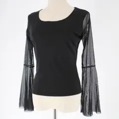 【美品 日本製 社交ダンス衣装】ブラック トップスCHACOTT カットソー