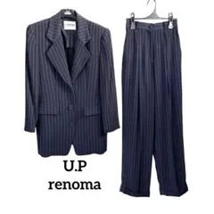 renomaレノマ　セットアップ　ストライプ　パンツ　ジャケット　9号　ネイビー