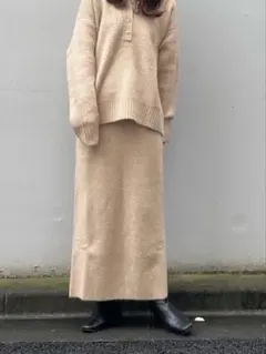 tinajojunベージュ ニットタイトスカート ロング丈