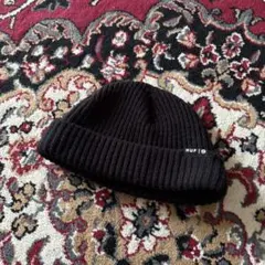 NUP ブラックニット帽 リブ編み