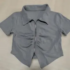 グレー ジッパー付き 半袖トップス