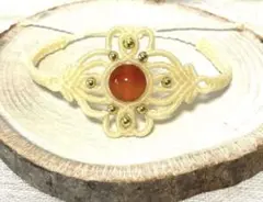 마크라메 팔찌 천연석 ハンドメイド アイボリー カーネリアン