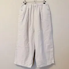 サマンサモスモス 麻混ワイドパンツ ウエストゴム 裏地付 ナチュラル F 生成り