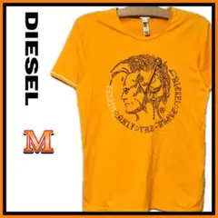 DIESEL ブレイブマンプリント　オレンジ Tシャツ Mサイズ 刺繍　半袖