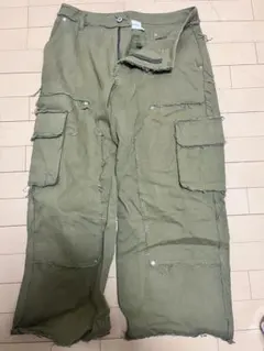 WISHFOREVER カーゴパンツ L オリーブグリーン