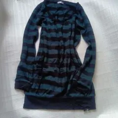 ダメージ　ニット　緑　黒　ボーダー　グランジ　y2k