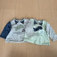 bebe べべ　トレーナー　ドラゴンパッチワーク　双子　70から80