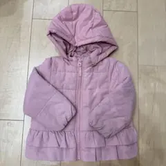 フリル付きピンクダウンコート
