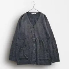 Y6947＊Vネックニットカーディガン ウール混 シンプル 着回し◎ グレー