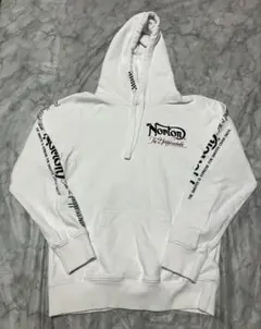 Norton ノートン ホワイト パーカー フード付き バックプリント 刺繍 S