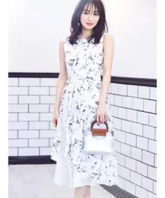 マーキュリーデュオ 異素材プリーツ切替ワンピース