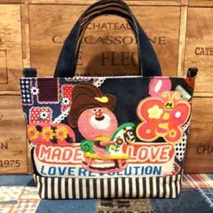デニムトートバッグ パッチワークバック アメリカンポップ