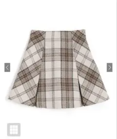 インパン裏地付きチェック柄プリーツスカート[tu963] アイボリー M