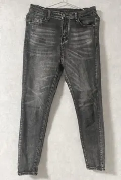 【美品】ダメージ加工 ストレッチ ダークグレー スキニーデニム L