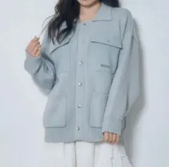 ANDGEEBEE ポケットニットジャケット　ライトブルー
