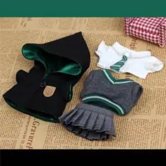 ラブブ　スリザリン風 魔法学校　着せ替え服5点セット 緑、