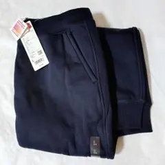 ユニクロ　ヒートテック　ボアスウェットパンツ　ネイビー　レディース　L