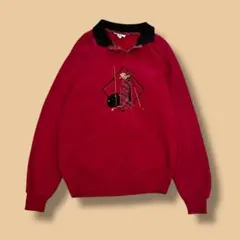 ヴィンテージ 襟付き トレーナー スウェット 裏起毛 USA製 大きめ 刺繍