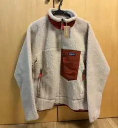 【新品未使用】patagonia レトロX:フリース:M:ベージュ/赤