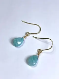 ☆天然石アマゾナイトの一粒ピアス(サージカルステンレスフック）