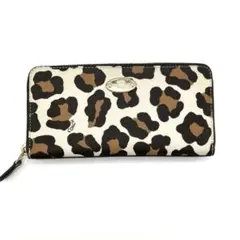 COACH コーチ　レオパード柄 ラウンドファスナー長財布