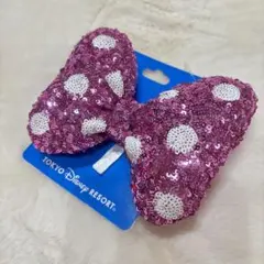 ディズニーリゾート　ヘアゴム　ミニー　スパンコール　ピンク