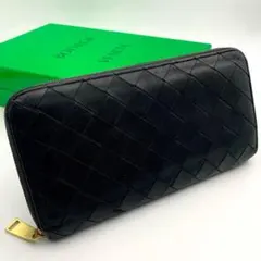 IC搭載 ボッテガヴェネタ 長財布 カセット マキシ イントレチャート 革 黒