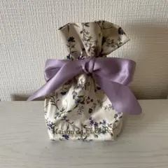 Maison de FLEUR 花柄巾着ポーチ　パープル