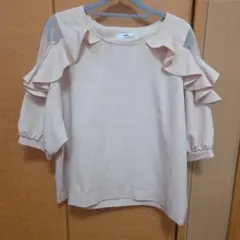 GRL フリル付きベージュ五分袖トップス