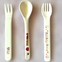 레트로 ♥ 미사용 ハローキティミニーマウス LOVE.PEACE 陶器 匙スプーン