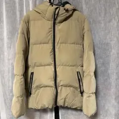 GU Lサイズ メンズ ベージュ フード付き ダウンジャケット