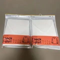 【新品】GU スタイルヒート VネックTシャツ（9分袖） ホワイトL 2点