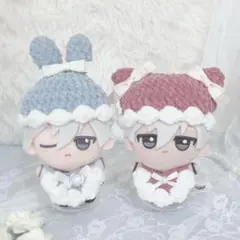 ちびぐるみ　ねこ耳　うさぎ　くま　タレ耳　帽子　スタイ　セット　ぬい服　ぬい帽子