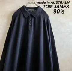 상태좋음 90's オーストラリア製 シルク カシミア ニットシャツ 黒 XL