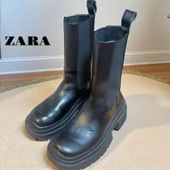 美品 ZARA ザラ 厚底 トラックソール サイドゴア チェルシーブーツ 35