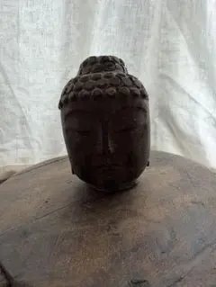 15世紀 アユタヤ様式石造 仏頭 アンティーク 古美術 ブッダ 石彫 オブジェ 15世紀 アユタヤ様式石造 仏頭 アンティーク 古美術 ブッダ 石彫