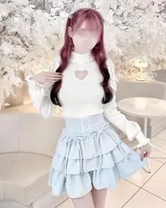 ハニーミュウ HONEYMEWツイードティアードフリルスカート ブルー