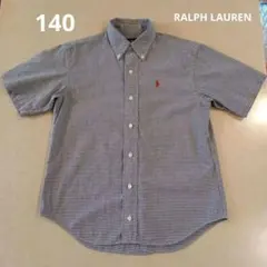 Ralph Lauren 半袖シャツ 140　白×濃紺チェック　ラルフローレン