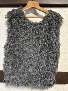 グレー ファー風 ベスト Lサイズ