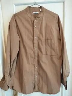 茶色 XL バンドカラーシャツ UNIQLO J+