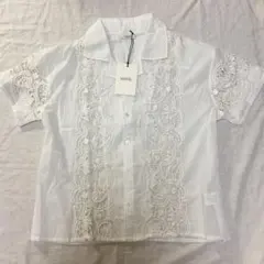 【新品】MAHAL コットン レース　半袖　シャツ ホワイト　白