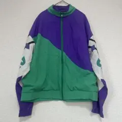 ナイロンジャケット 紫 緑 カラーブロック