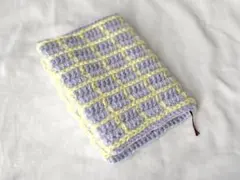 ♡ ブックカバー 淡色 チェック パステル 紫 黄 ♡