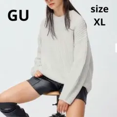 GU/ジーユーパフィータッチローゲージクルーネックセーター長袖ざっくりニット