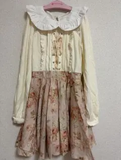 リズリサ　フリル襟 花柄スカート ワンピース