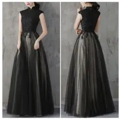 エレガント ブラック パーティードレス　L